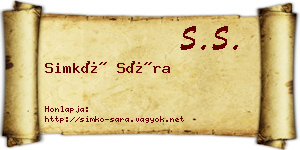Simkó Sára névjegykártya